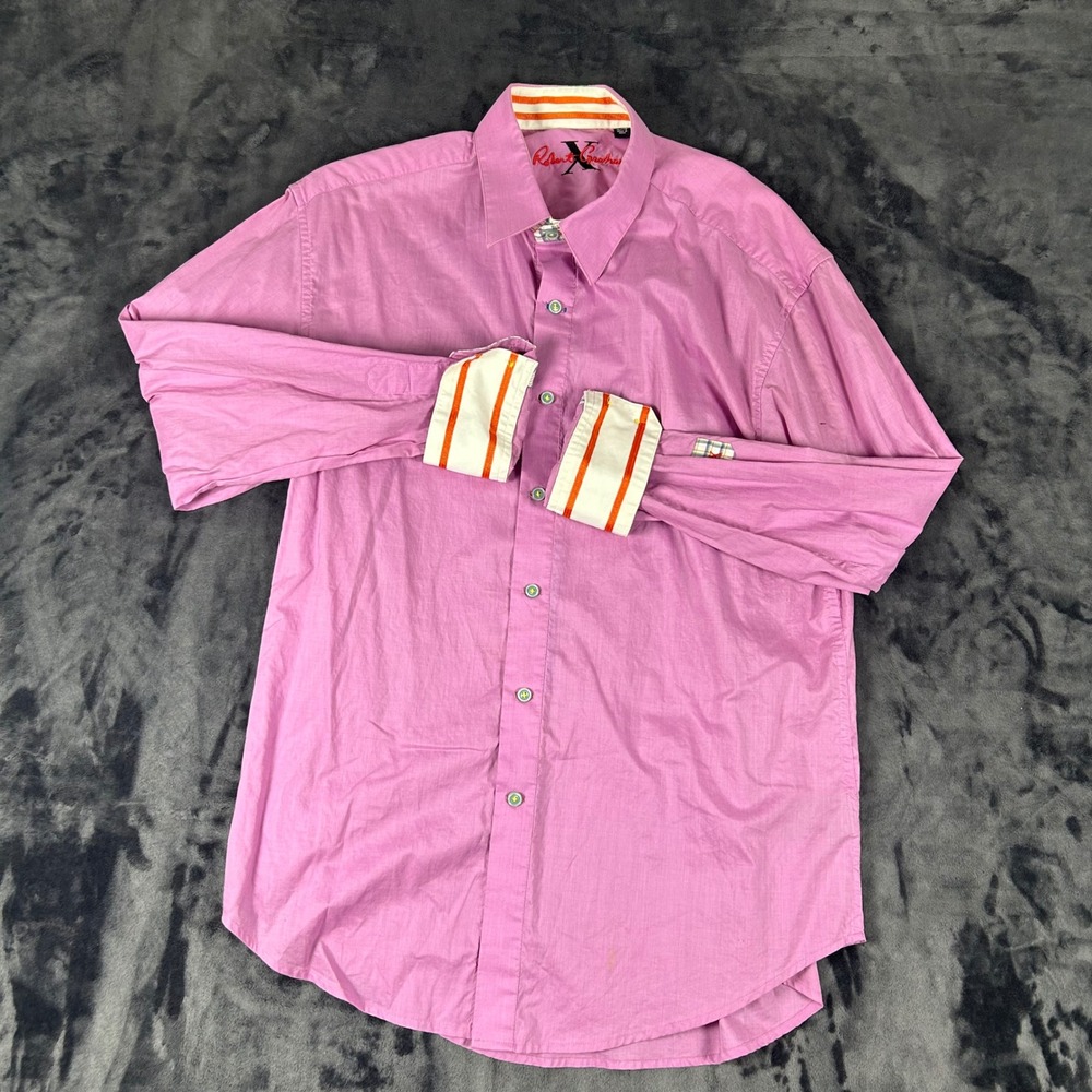 Robert Graham Button Down Shirt Mens XL Pink Long Sleeve Contrast Cuff X Series